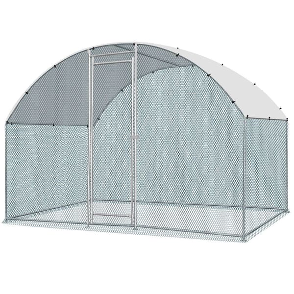 6.5 ft. x 9.8 ft. x 6.5 ft. Large Poultry Fencing Metal Chicken Run House with Waterproof Cover Arch Chicken Coop