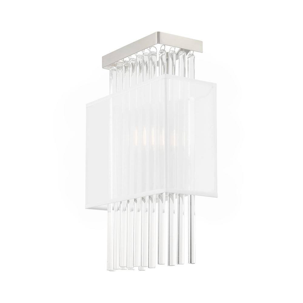 Brushed Nickel Dimmable Sconce with Crystal Rods