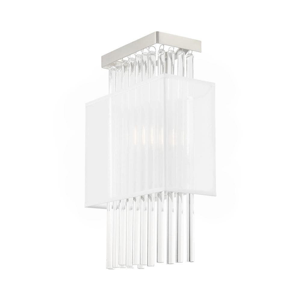 Brushed Nickel Dimmable Sconce with Crystal Rods
