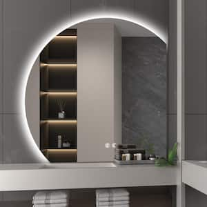 32 in. W x 32 in. H Novelty/Specialty Frameless with LED Anti-Fog Lighted Wall Mirror Bathroom Vanity Mirror in Sliver