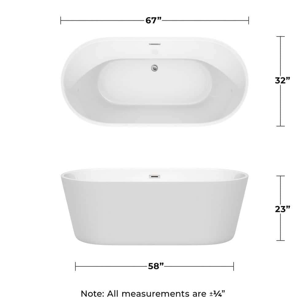 Carissa 67'' White Acrylic Freestanding Soaking Bathtub