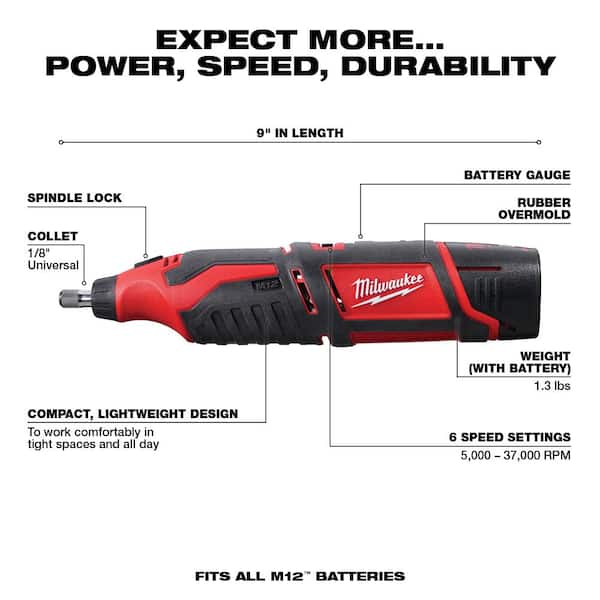 M12 12V Lithium-Ion Cordless Rotary Tool with M12 3/8 in. Crown Stapler and 6.0 Ah XC Battery Pack