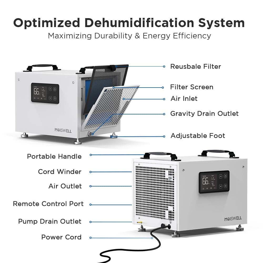 Compact White Metal Commercial Dehumidifier with Pump