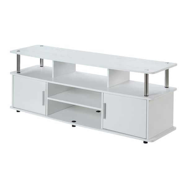 null Monterey 59 in. White Composite TV Stand Fits TVs Up to 60 in. with Storage Doors