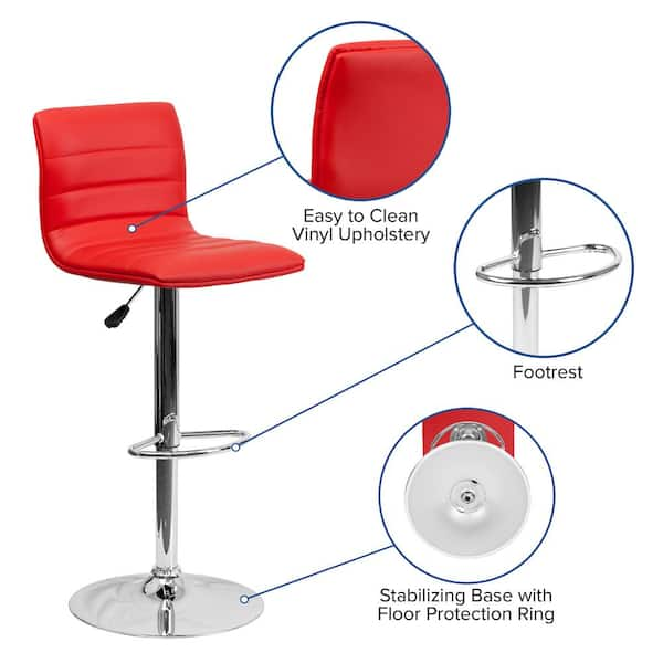 Flash Furniture Adjustable Height Red Cushioned Bar Stool CH920231RED - The  Home Depot