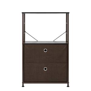 11.75 in. W x 33.75 in. H Brown 2-Drawer Fabric Storage Chest with Brown Drawers