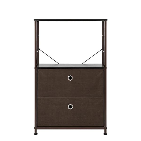 Winado 11.75 in. W x 33.75 in. H Brown 2-Drawer Fabric Storage Chest with Brown Drawers