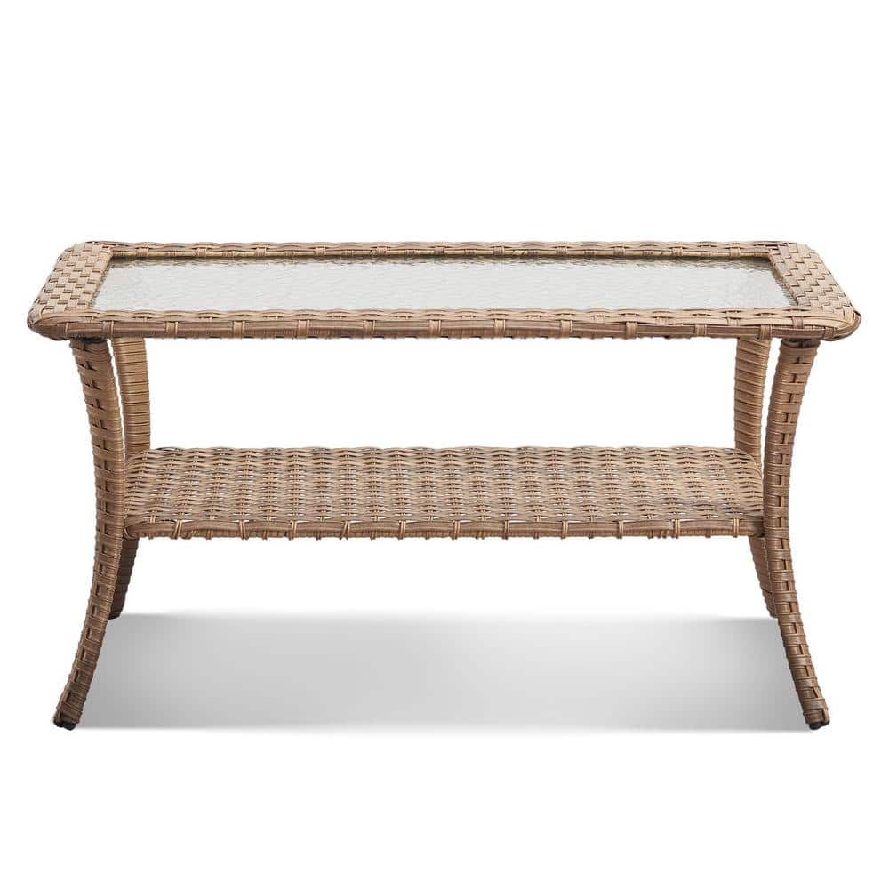 Carolina Yellow Steel Frame Glass Top Outdoor Coffee Table
