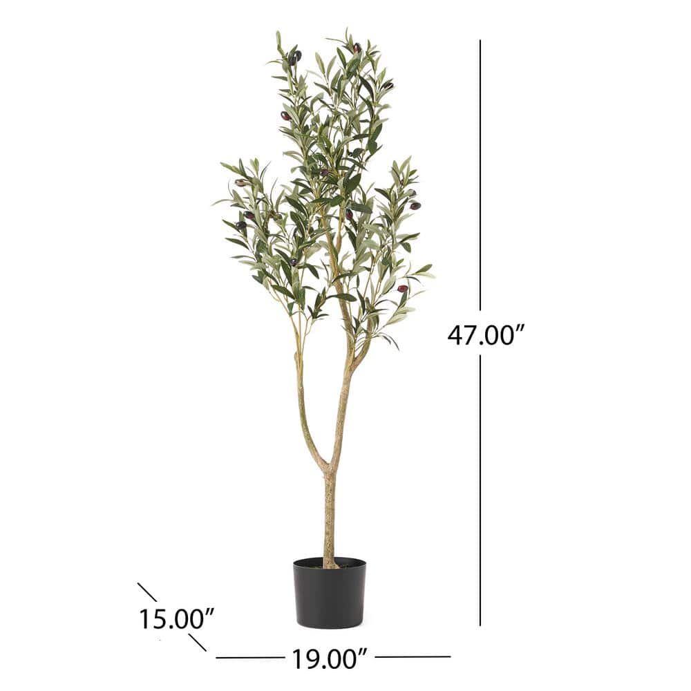 4' Green Plastic Potted Artificial Olive Tree