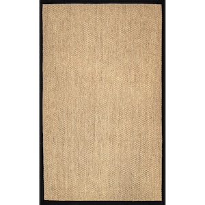 nuLOOM Oak Casual Sisal Black 5 ft. x 8 ft. Indoor/Outdoor Patio Rug