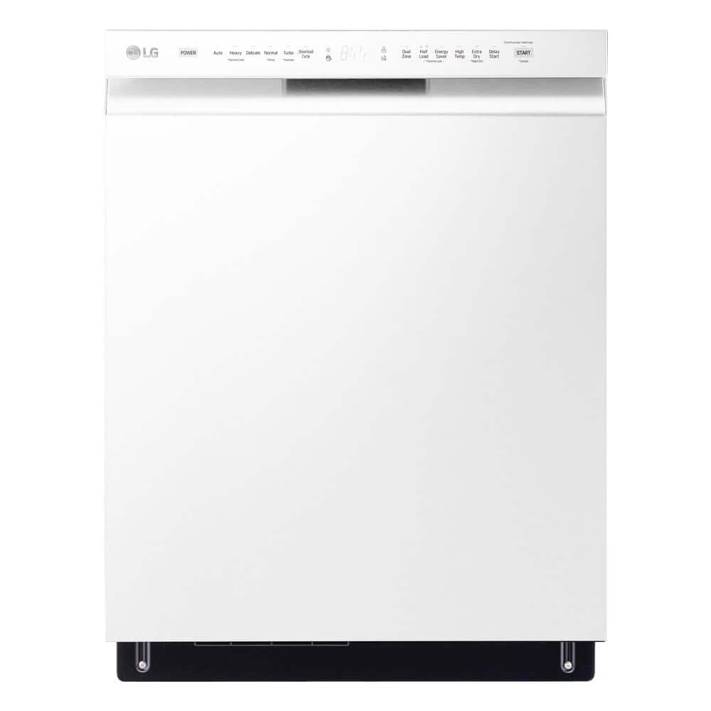 24" White Smart Front Control Dishwasher