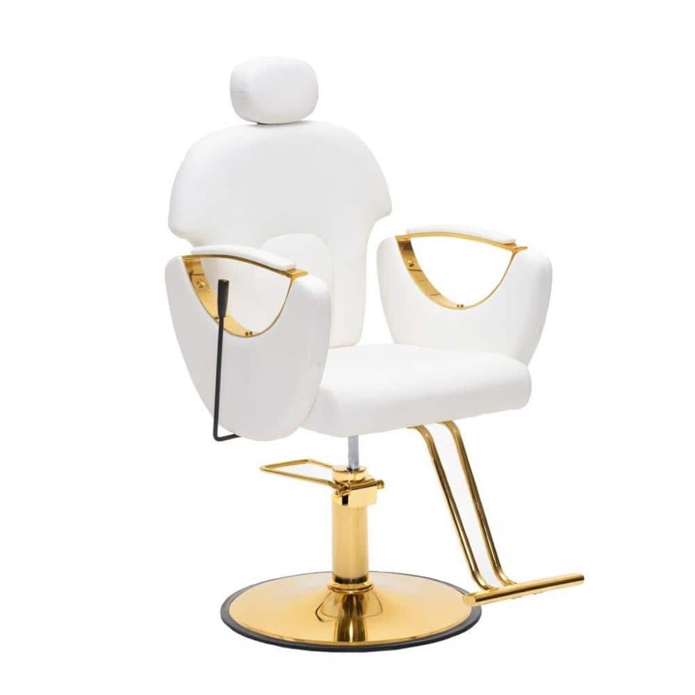 360° PU Reclining Barber Chair for Hair Stylist Height Adjustable