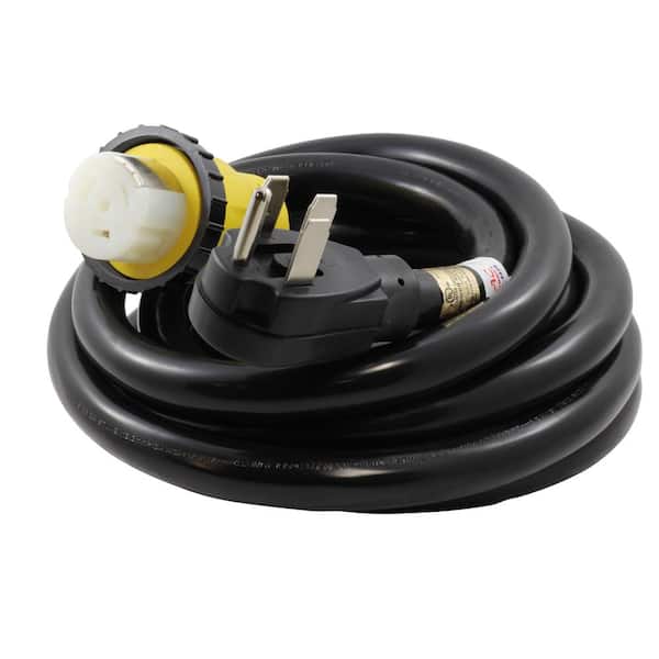 15 ft. 6/3+8/1 Gauge 4-Prong Outdoor 50A Detachable Power Supply Cord in Black with Power Indicator