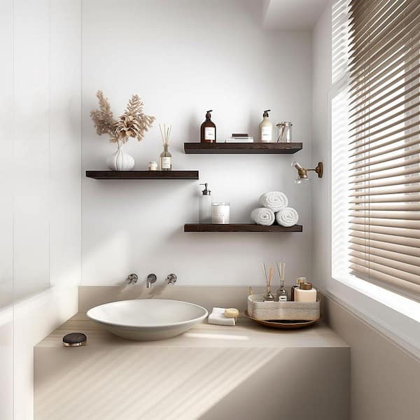 17 in. W x 6 in. D Dark Wood Floating Shelves Decorative Wall