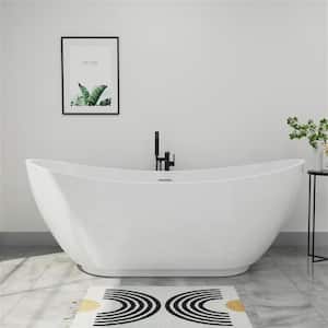 Modern 67 in. Acrylic Freestanding Bathtub cUPC Certificated Slipper Soaking Tub in Glossy White