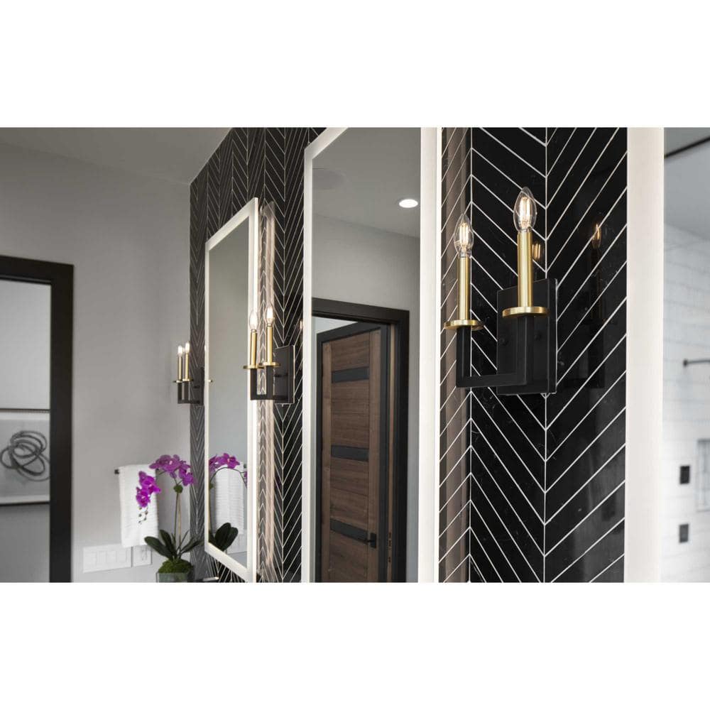Blakely Graphite and Satin Brass 2-Light Wall Sconce