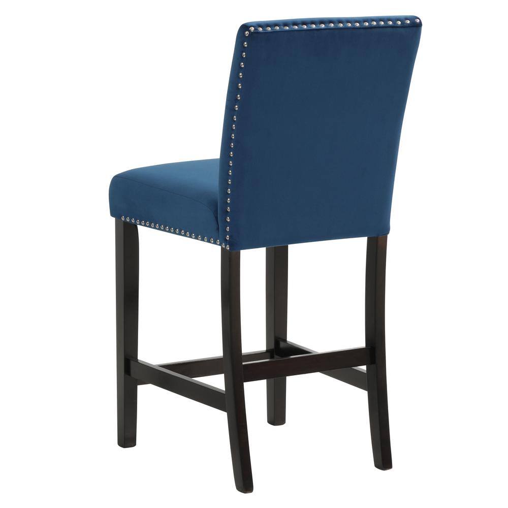 Celeste 5-Piece Blue Velvet and Faux Marble Counter Set