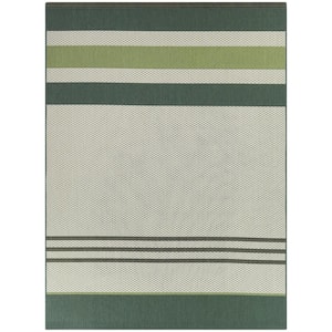 Sandor Green 5 ft. x 7 ft.  Striped Indoor/Outdoor Area Rug