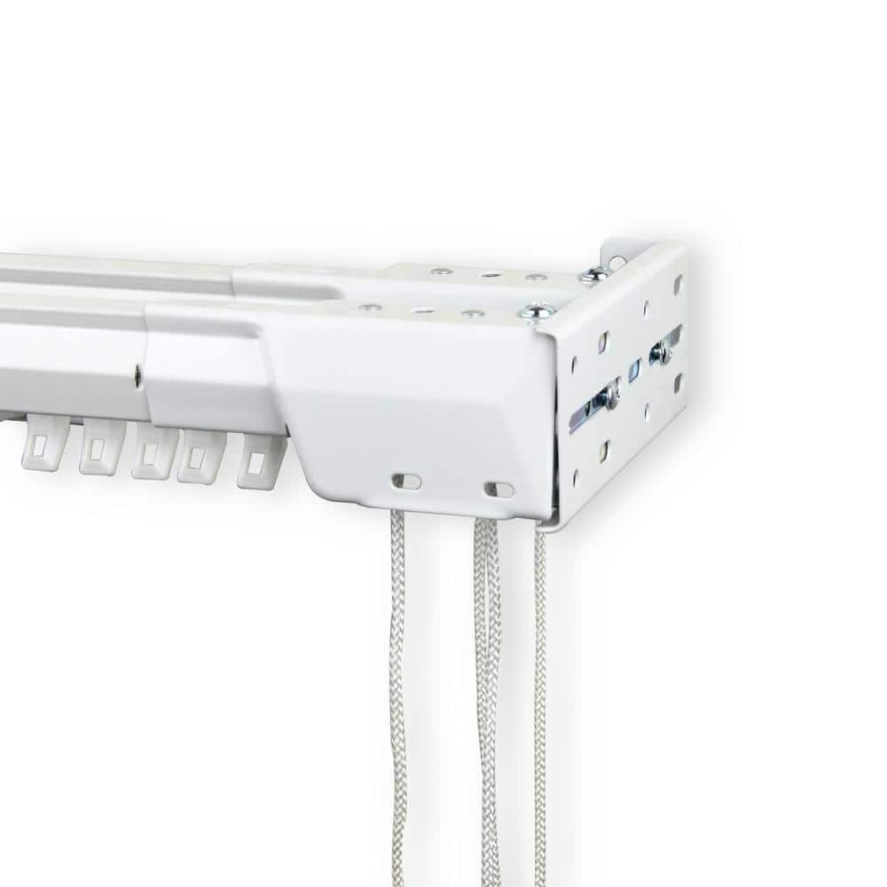Heavy Duty Adjustable White Steel Traverse Curtain Rod, 84"-156"