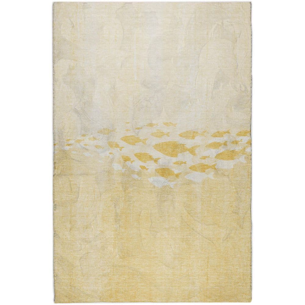 Dream Shag Premium Machine Washable Abstract ADS627 Gold 5 ft. x 7 ft. 6 in. Area Rug price history on PriceWatchPro