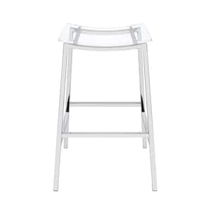 Zena 29 in. White Metal Bar Stool with Acrylic Seat (2 Stools)