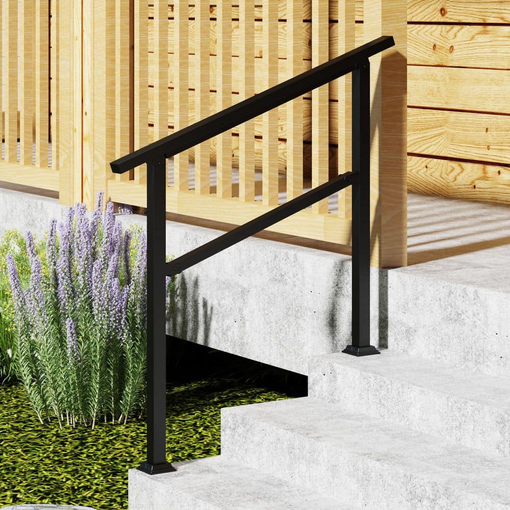 36 in. H x 3.3 ft. W Black iron Rail Kit Handrails for Outdoor Steps Fit 2 or 3 Steps Stair Railing in Black price history on PriceWatchPro
