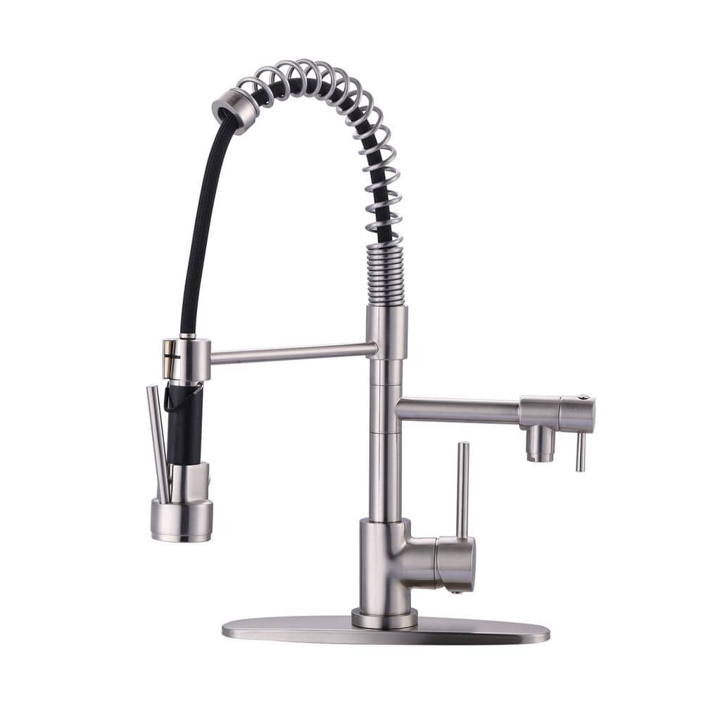 2-Spout Single Handle Pull Down Sprayer Kitchen Faucet with Advanced Spray in Solid Brass Brushed Nickel price history on PriceWatchPro