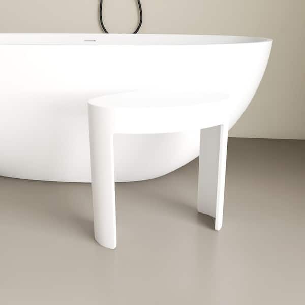 Nexon 17 in. x 10 in. Freestanding Solid Surface Shower Stool Vanity Seat in Matte White
