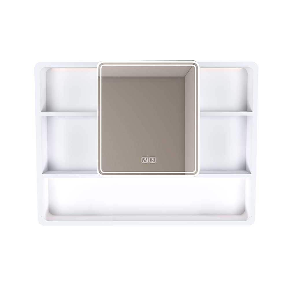 35 in. W x 28 in. H Rectangular Aluminium Medicine Cabinet with Mirror, LED Light, Hair Dryer Holder & Anti-Fog, White price history on PriceWatchPro