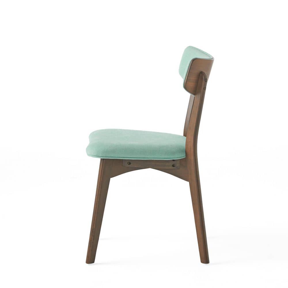 Mint Upholstered Side Chair with Natural Walnut Frame, Set of 2