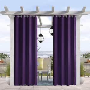 50" W x 108" L Grommets on Top and Bottom, Privacy Panel Drapery for Patio Porch Gazebo Cabana, Purple