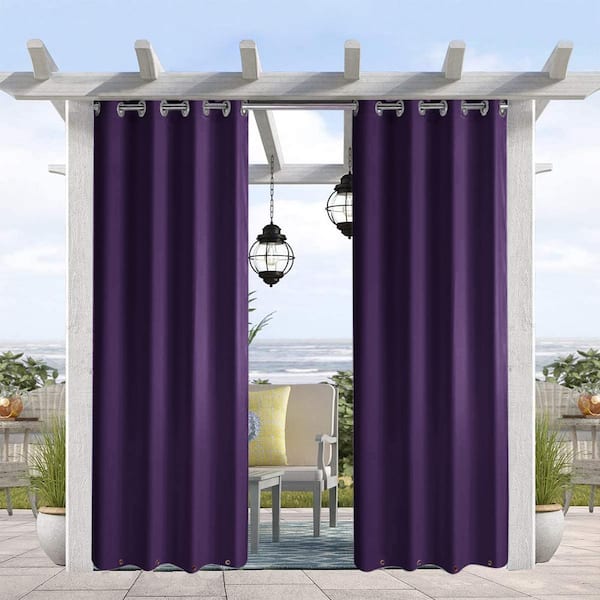 Pro Space 50" W x 96" L Grommets on Top and Bottom, Privacy Panel Drapery for Patio Porch Gazebo Cabana, Purple