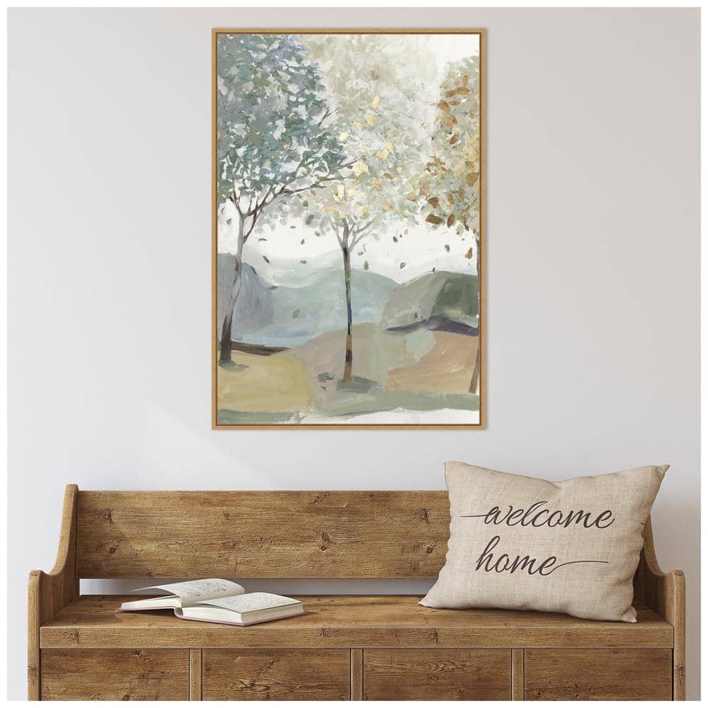Breezy Landscape Trees III Canvas Print with Maple Frame