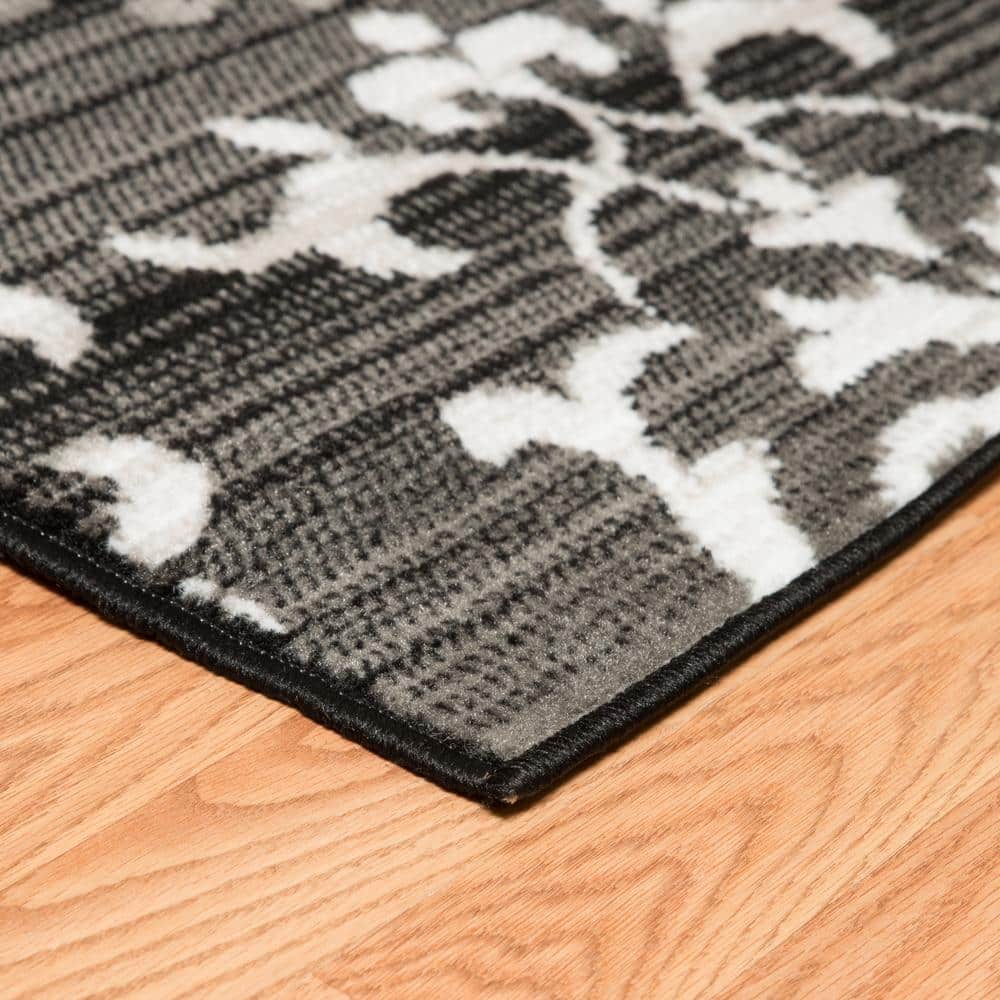 Gray and Black Synthetic Rectangular Area Rug 7'10" x 10'6"