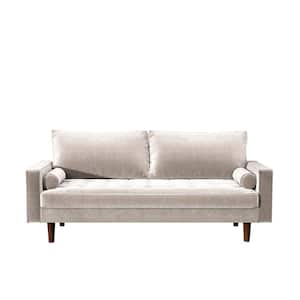 Civa 69.6 in. Beige Velvet 3-Seater Lawson Sofa with Removable Cushions