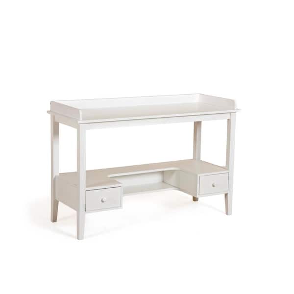 Tidoin 46 in. Rectanglar White Wood 2-Drawers Computer Desk Writing Table Workstation Desk with Footboard