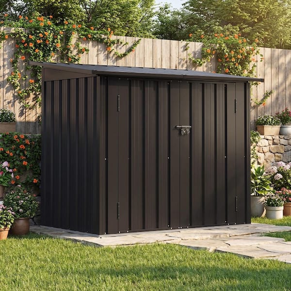 5 ft. x 3 ft. Metal Shed with 2-Piece Shelves, Floor, Outdoor Waterproof Storage Shed (15 sq. ft.)