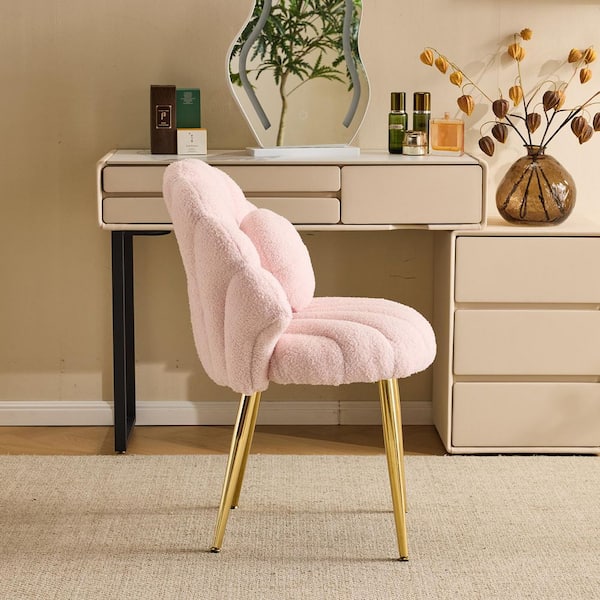 Velvet Dressing Blush Pink Dressing Room Chair Pink Velvet Vanity Stool  With Back Round Tufted Accent