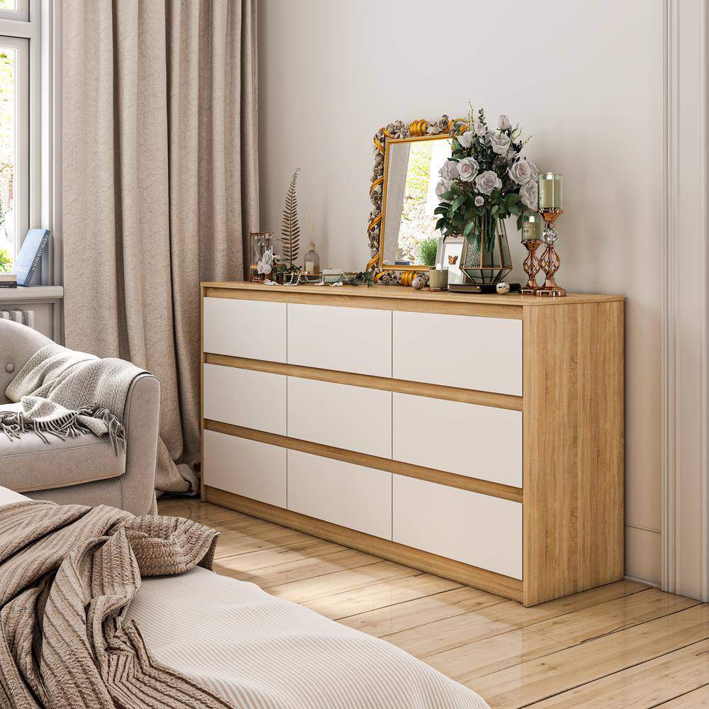 Black 9-Drawer Wood Chest of Drawers 31.5 in. H x 63 in. W x 15.7 in. D Storage Cabinet - thumbnail 10
