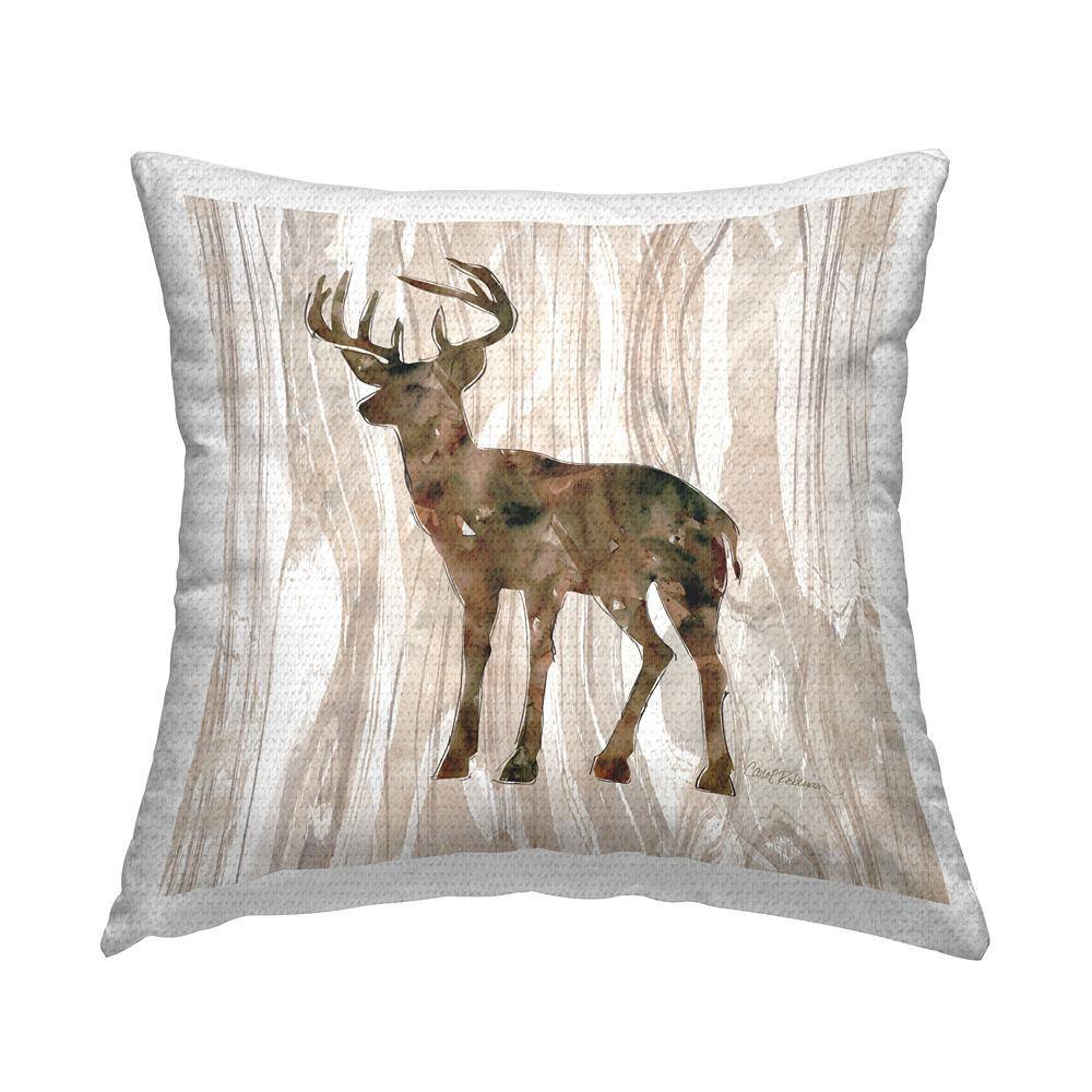 Wilderness Buck Watercolor Silhouette Rustic Grain Pattern Brown Square Outdoor Throw Pillow price history on PriceWatchPro