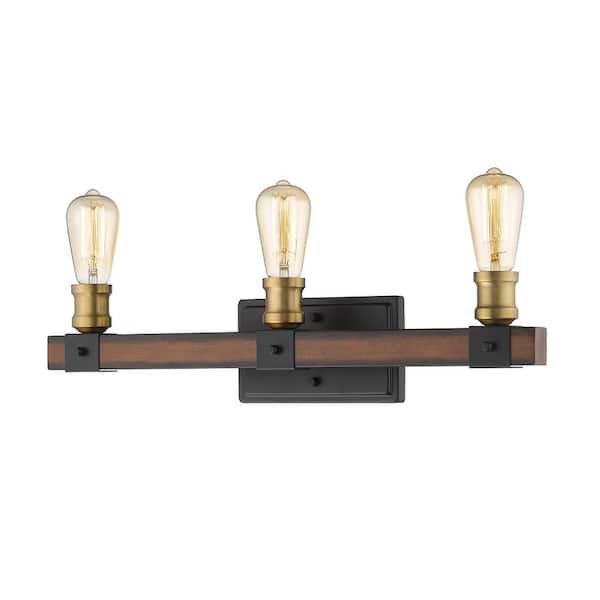 Unbranded Kirkland 22 in. 3-Light Rustic Mahogany Vanity Light