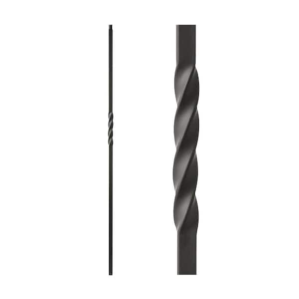 HOUSE OF FORGINGS Satin Black 34.1.1-T Mega Single Twist Hollow Iron Baluster for Staircase Remodel