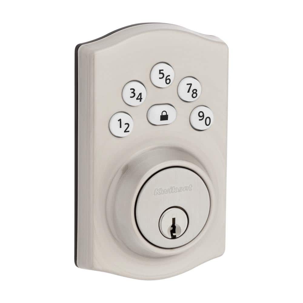 Kwikset Powerbolt 240 5-Button Keypad Satin Nickel Traditional Electronic Deadbolt Door Lock -  992400-002