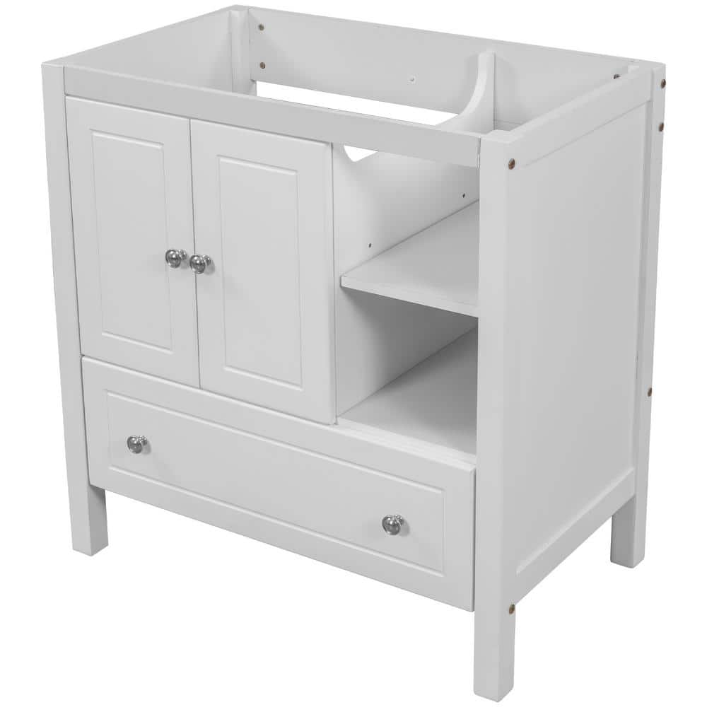 30 in. W x 18 in. D x 32 in. H Bathroom White Linen Cabinet