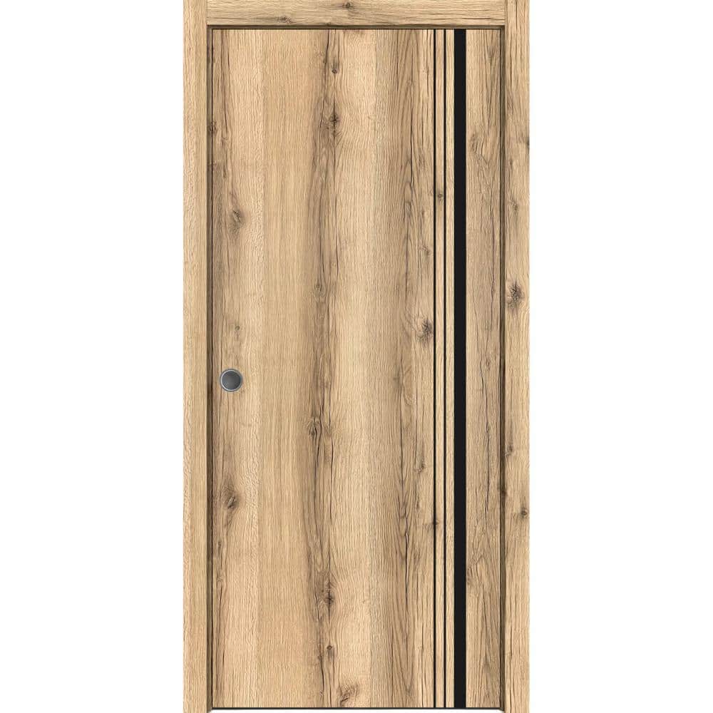 Assemble Required 30 in. x 96 in. 1-Panel Oak Color Finished Solid Wood with Honeycomb Sliding Door with Hardware price history on PriceWatchPro