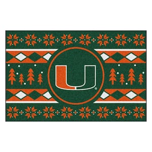 Miami Hurricanes Holiday Sweater Green 1.5 ft. x 2.5 ft. Starter Area Rug