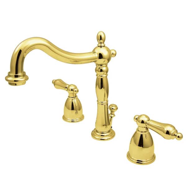 Kingston Brass Victorian 8 in. Widespread 2-Handle Bathroom Faucet in Polished Brass