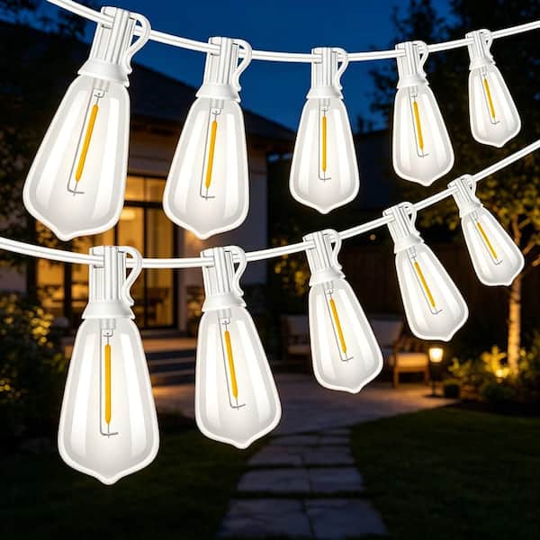 LEDグランドライト HBD-W08S 白 52 Light 100 ft. White Outdoor 2700K Hardwired Edison ST38 LED