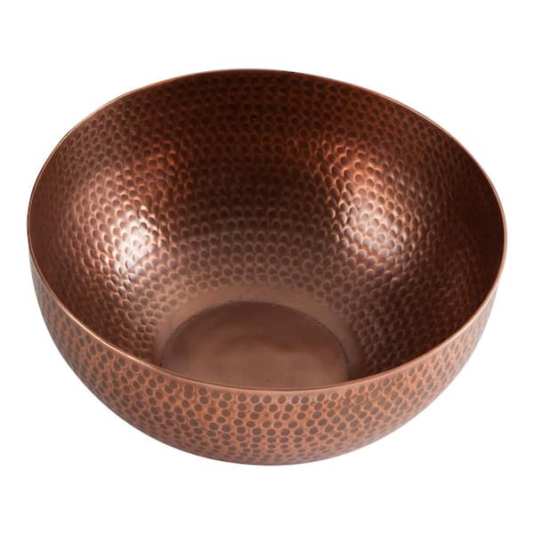 Tag 10 in. x 10 in. x 4.5 in. Hammered Copper Serving Bowl