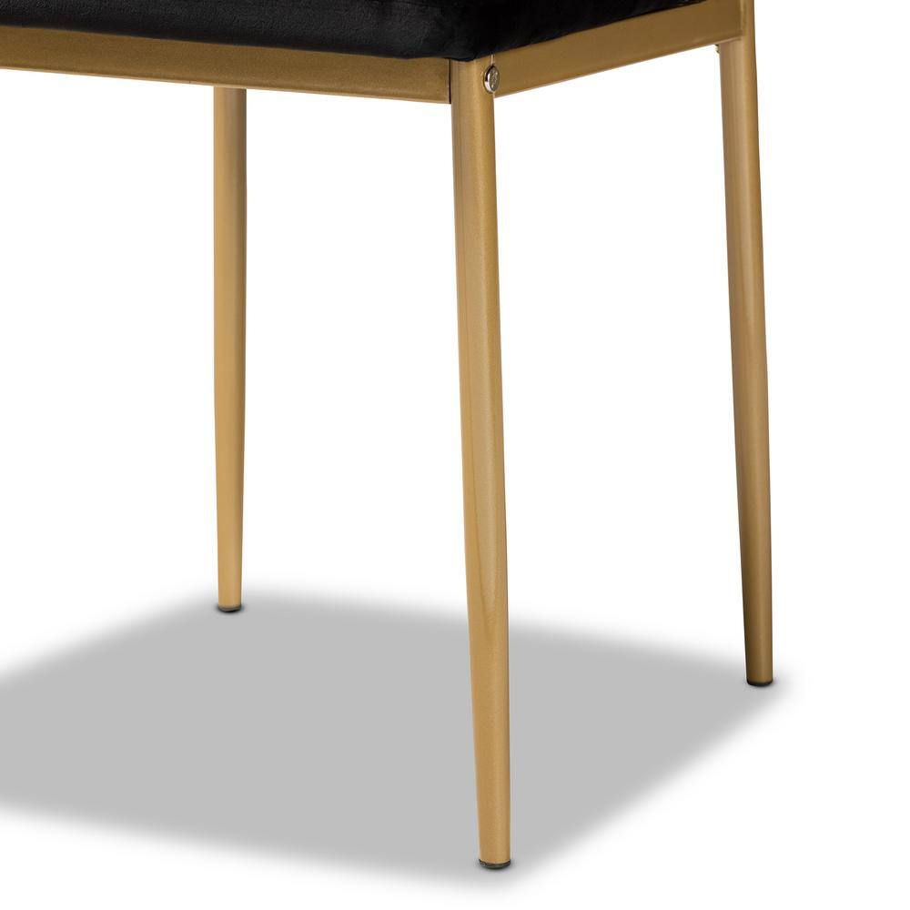 Armand Gold-Finished Metal & Black Velvet Low Arm Chair